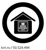 Prisoner in prison building icon in circle round black color vector illustration image solid outline style simple. Prisoner in prison building icon in circle round black color vector illustration image solid outline style. Стоковая иллюстрация, агентство Ingram Publishing / Фотобанк Лори