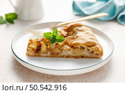 Apple pie slice with cinnamon and lemon zest on a plate. Стоковое фото, агентство Ingram Publishing / Фотобанк Лори
