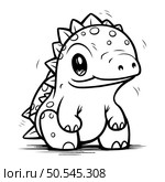 A cartoon illustration of a little dinosaur looking angry and pointing. Line art. Стоковая иллюстрация, агентство Ingram Publishing / Фотобанк Лори