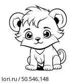 Black and White Cartoon Illustration of Cute Little Lion Animal Character Coloring Book. Стоковая иллюстрация, агентство Ingram Publishing / Фотобанк Лори