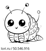 Black and White Cartoon Illustration of Cute Caterpillar Animal Character for Coloring Book. Стоковая иллюстрация, агентство Ingram Publishing / Фотобанк Лори