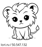 Black and White Cartoon Illustration of Cute Lion Animal Character for Coloring Book. Стоковая иллюстрация, агентство Ingram Publishing / Фотобанк Лори