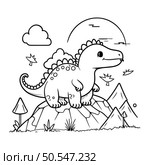 cute tyrannosaurus rex dinosaur in the landscape vector illustration design. Стоковая иллюстрация, агентство Ingram Publishing / Фотобанк Лори