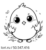 Coloring book for children. Cute little chick. Black and white vector illustration. Стоковая иллюстрация, агентство Ingram Publishing / Фотобанк Лори