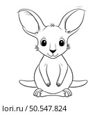 Kangaroo Coloring Page Outline Isolated on White Background. Стоковая иллюстрация, агентство Ingram Publishing / Фотобанк Лори