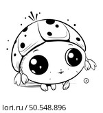 Cute cartoon ladybug isolated on white background. Vector illustration. Стоковая иллюстрация, агентство Ingram Publishing / Фотобанк Лори