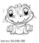 Cute cartoon frog. Black and white vector illustration for coloring book. Стоковая иллюстрация, агентство Ingram Publishing / Фотобанк Лори