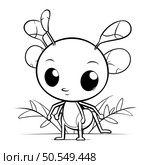 Cute little bee. Black and white vector illustration for coloring book. Стоковая иллюстрация, агентство Ingram Publishing / Фотобанк Лори