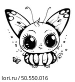 Cute cartoon butterfly isolated on white background. Hand drawn vector illustration. Стоковая иллюстрация, агентство Ingram Publishing / Фотобанк Лори