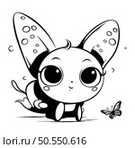 Cute cartoon butterfly. Vector illustration isolated on a white background. Стоковая иллюстрация, агентство Ingram Publishing / Фотобанк Лори