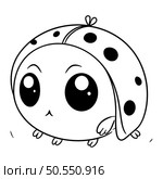 Cute cartoon ladybug. Black and white vector illustration for coloring book. Стоковая иллюстрация, агентство Ingram Publishing / Фотобанк Лори