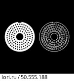 Grate for meat grinder plate mincer device for growing shallow of meat lattice sieve set icon white color vector illustration image simple solid fill outline contour line thin flat style. Grate for meat grinder plate mincer device for growing shallow of meat lattice sieve set icon white color vector illustration image solid fill outline contour line thin flat style. Стоковая иллюстрация, агентство Ingram Publishing / Фотобанк Лори