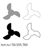 Screw of ship propeller fan turbine three-bladed set icon grey black color vector illustration image simple solid fill outline contour line thin flat style. Screw of ship propeller fan turbine three-bladed set icon grey black color vector illustration image solid fill outline contour line thin flat style. Стоковая иллюстрация, агентство Ingram Publishing / Фотобанк Лори