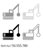 Sloopkraan building machine demolish wrecking ball crane truck set icon grey black color vector illustration image simple solid fill outline contour line thin flat style. Sloopkraan building machine demolish wrecking ball crane truck set icon grey black color vector illustration image solid fill outline contour line thin flat style. Стоковая иллюстрация, агентство Ingram Publishing / Фотобанк Лори