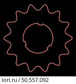 Neon cogset sprocket bicycle star gear service sprocket cogs wheel with teeth engages with chain red color vector illustration image flat style light. Neon cogset sprocket bicycle star gear service sprocket cogs wheel with teeth engages with chain red color vector illustration image flat style. Стоковая иллюстрация, агентство Ingram Publishing / Фотобанк Лори