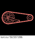 Neon chain bicycle link bike motorcycle two element crankset cogwheel sprocket crank length with gear for bicycle cassette system bike red color vector illustration image flat style light. Neon chain bicycle link bike motorcycle two element crankset cogwheel sprocket crank length with gear for bicycle cassette system bike red color vector illustration image flat style. Стоковая иллюстрация, агентство Ingram Publishing / Фотобанк Лори