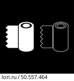 Roll paper towel disposable wrap wallpaper fabric tissue office equipment set icon white color vector illustration image simple solid fill outline contour line thin flat style. Roll paper towel disposable wrap wallpaper fabric tissue office equipment set icon white color vector illustration image solid fill outline contour line thin flat style. Стоковая иллюстрация, агентство Ingram Publishing / Фотобанк Лори