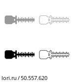 Bush cutter trimmer for bushes mowing hedge garden work concept set icon grey black color vector illustration image simple solid fill outline contour line thin flat style. Bush cutter trimmer for bushes mowing hedge garden work concept set icon grey black color vector illustration image solid fill outline contour line thin flat style. Стоковая иллюстрация, агентство Ingram Publishing / Фотобанк Лори