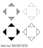 Four arrows pointing from the center symbol location set icon grey black color vector illustration image simple solid fill outline contour line thin flat style. Four arrows pointing from the center symbol location set icon grey black color vector illustration image solid fill outline contour line thin flat style. Стоковая иллюстрация, агентство Ingram Publishing / Фотобанк Лори