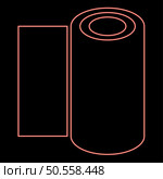 Neon roll paper towel disposable wrap wallpaper fabric tissue office equipment red color vector illustration image flat style light. Neon roll paper towel disposable wrap wallpaper fabric tissue office equipment red color vector illustration image flat style. Стоковая иллюстрация, агентство Ingram Publishing / Фотобанк Лори