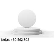 3D White Pedestal with Round Platform on White Background, Minimalistic Display Stand for Modern Product Showcases. Стоковая иллюстрация, агентство Ingram Publishing / Фотобанк Лори