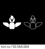 Cockerel chick bird young poultry concept set icon white color vector illustration image simple solid fill outline contour line thin flat style. Cockerel chick bird young poultry concept set icon white color vector illustration image solid fill outline contour line thin flat style. Стоковая иллюстрация, агентство Ingram Publishing / Фотобанк Лори