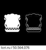 Head dinosaur dragon set icon white color vector illustration image simple solid fill outline contour line thin flat style. Head dinosaur dragon set icon white color vector illustration image solid fill outline contour line thin flat style. Стоковая иллюстрация, агентство Ingram Publishing / Фотобанк Лори