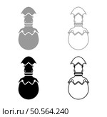 Evil dinosaur hatch from egg cracked eggshell set icon grey black color vector illustration image simple solid fill outline contour line thin flat style. Evil dinosaur hatch from egg cracked eggshell set icon grey black color vector illustration image solid fill outline contour line thin flat style. Стоковая иллюстрация, агентство Ingram Publishing / Фотобанк Лори