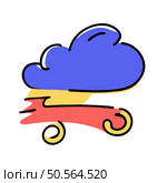 A whimsical. colorful icon featuring a cloud with a stylized rain design.  Perfect for apps. websites. or childrens projects. Стоковая иллюстрация, агентство Ingram Publishing / Фотобанк Лори