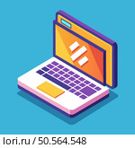 Isometric illustration of a laptop with a colorful design. Perfect for representing technology. productivity. and modern workspaces. Стоковая иллюстрация, агентство Ingram Publishing / Фотобанк Лори