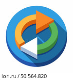A colorful and dynamic isometric pie chart with four sections. representing data or progress. Ideal for presentations. infographics. or business reports. Стоковая иллюстрация, агентство Ingram Publishing / Фотобанк Лори