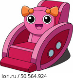 A cheerful pink and red armchair with a cute cartoon face. perfect for adding a touch of whimsy to kids room decor. furniture design. or playful illustrations. Стоковая иллюстрация, агентство Ingram Publishing / Фотобанк Лори