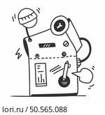 Hand drawn doodle illustration of a quirky AI robot with various functionalities. Perfect for representing artificial intelligence. technology. or automation. Стоковая иллюстрация, агентство Ingram Publishing / Фотобанк Лори