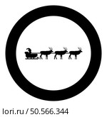 Santa Claus in a reindeer wagon chariot with sled icon in circle round black color vector illustration image solid outline style simple. Santa Claus in a reindeer wagon chariot with sled icon in circle round black color vector illustration image solid outline style. Стоковая иллюстрация, агентство Ingram Publishing / Фотобанк Лори