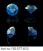 Round swiss blue topaz isolated on white background. Gemstone. Стоковое фото, агентство Ingram Publishing / Фотобанк Лори