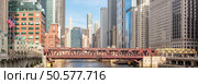 Panorama Chicago downtown and River with bridges. Стоковое фото, агентство Ingram Publishing / Фотобанк Лори