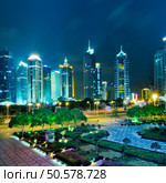 beautiful night scene in shanghai financial center. Стоковое фото, агентство Ingram Publishing / Фотобанк Лори