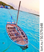 Maldives paradise scenery. Tropical aerial landscape, seascape with long jetty, water villas with amazing sea and lagoon beach, tropical nature. Exotic tourism destination banner, summer vacation. Стоковое фото, агентство Ingram Publishing / Фотобанк Лори