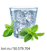 Glass of mineral carbonated water with ice. With clipping path. Стоковое фото, агентство Ingram Publishing / Фотобанк Лори