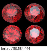 Round garnet isolated on black background. Gemstone. Стоковое фото, агентство Ingram Publishing / Фотобанк Лори