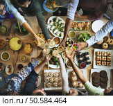 Friends Happiness Enjoying Dinning Eating Concept. Стоковое фото, агентство Ingram Publishing / Фотобанк Лори