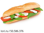 sandwich with caprese salad isolated on white. caprese submarine. Стоковое фото, агентство Ingram Publishing / Фотобанк Лори