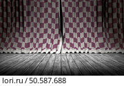 Background curtains and wood floor. Abstract background. Fabric texture Curtains. Стоковое фото, агентство Ingram Publishing / Фотобанк Лори