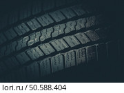 Car Tire Tread Closeup Photo. Brand New Vehicle Tire. Стоковое фото, агентство Ingram Publishing / Фотобанк Лори