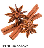 cinnamon stick and star anise spice isolated on white background closeup. Стоковое фото, агентство Ingram Publishing / Фотобанк Лори