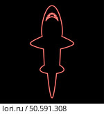Neon shark red color vector illustration image flat style light. Neon shark red color vector illustration image flat style. Стоковая иллюстрация, агентство Ingram Publishing / Фотобанк Лори
