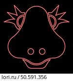 Neon head of cute female dinosaur character red color vector illustration image flat style light. Neon head of cute female dinosaur baby character red color vector illustration image flat style. Стоковая иллюстрация, агентство Ingram Publishing / Фотобанк Лори