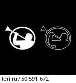 Mormon symbol Church of Jesus Christ of Saints of Last Days Angel of Mormonism sign Moroni religion Morony man blowing trumpet silhouette set icon white color vector illustration image simple solid fill outline contour line thin flat style. Mormon symbol Church of Jesus Christ of Saints of Last Days Angel of Mormonism sign Moroni religion Morony man blowing trumpet silhouette set icon white color vector illustration image solid fill outline contour line thin flat style. Стоковая иллюстрация, агентство Ingram Publishing / Фотобанк Лори