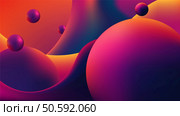 vibrant abstract background rounded bulbous shapes in shades of purple, pink, and orange. Smooth gradient surfaces create depth and fluidity, modern design projects and artistic wallpapers. Стоковая иллюстрация, агентство Ingram Publishing / Фотобанк Лори