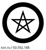 Pentagram Neo paganism sign five pointed star icon in circle round black color vector illustration image solid outline style simple. Pentagram Neo paganism sign five pointed star icon in circle round black color vector illustration image solid outline style. Стоковая иллюстрация, агентство Ingram Publishing / Фотобанк Лори